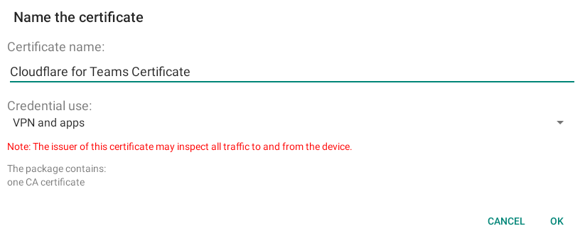 ChromeOS: name the certificate