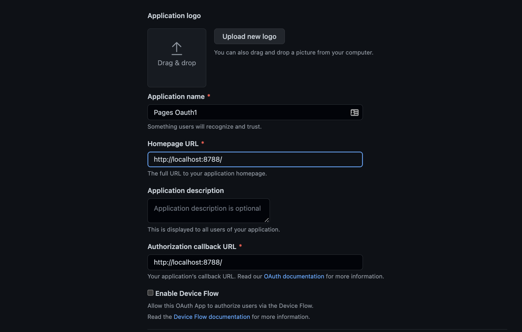 GitHub OAuth app set up